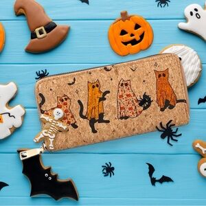 🆕 Vintage Halloween Ghost Cats - PU Leather Wallet - Multiple Compartments 👻